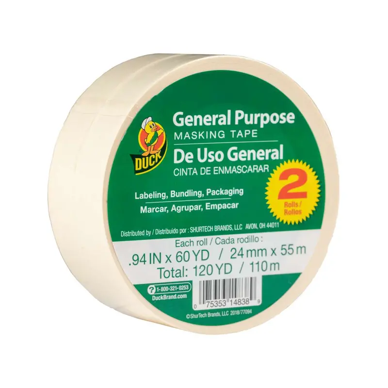 Duck® Brand General Purpose Masking Tape - Beige, 2 Pk, .94 In. X 60 Yd. 1