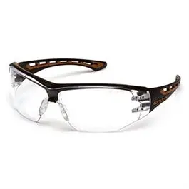 Easley Safety Glasses, Clear Anti-Fog Lens, Black/Tan Frame 1