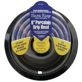 Electric Range Drip Bowl, Plug-In Element, Black Porcelain, 6-In. 1