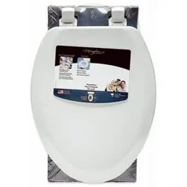 Elongated Molded Wood Toilet Seat, Easy-Clean & Change(Tm) Hinge, Sta-Tite(Tm), White 1