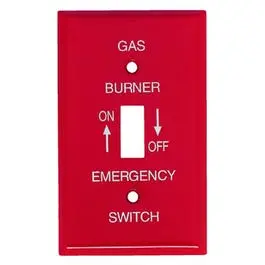 Emergency Gas Burner Wall Plate, 1-Gang, Single-Toggle, Red 1