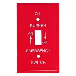 Emergency Oil Burner Wall Plate, 1-Gang, Single-Toggle, Red 1