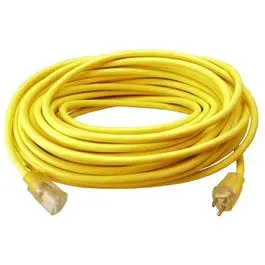 Extension Cord, 12/3, Sjtw, Yellow Round Vinyl, 25-Ft. 1