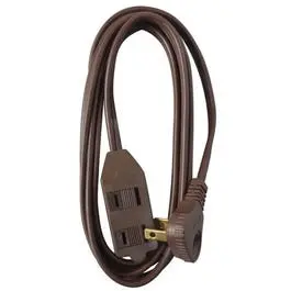 Extension Cord, 16/2 Spt-2 Brown, Low Profile Polarized Slender Plug, 7-Ft. 1