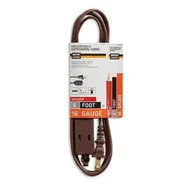 Extension Cord, 16/2 Spt-2, Brown, Polarized Cube Tap, 6-Ft. 1
