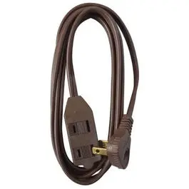 Extension Cord, 16/2 Spt-2 Low Profile Polarized Slender Plug, Brown, 11-Ft. 1