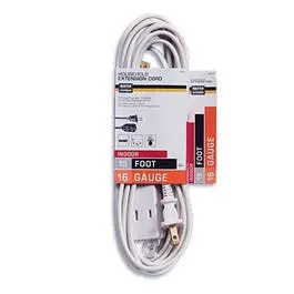 Extension Cord, 16/2 Spt-2 Polarized Cube Tap, White, 15-Ft. 1