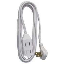 Extension Cord, 16/2 Spt-2 White, Low Profile Polarized Slender Plug, 7-Ft. 1
