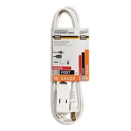 Extension Cord, 16/2 Spt-2, White, Polarized Cube Tap, 6-Ft. 1
