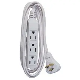 Extension Cord, 16/3 Spt-2 White Vinyl Low Profile Grounded Slender Plug, 6-Ft. 1