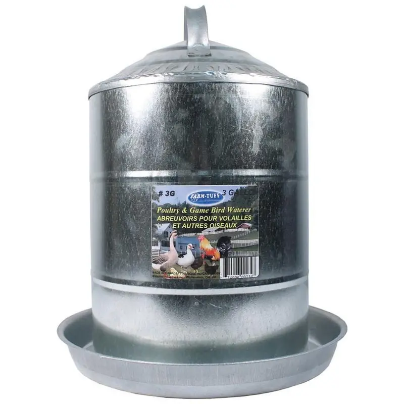 Farm-Tuff Double Wall Cone Top Galvanized Poultry Wall Fount 1