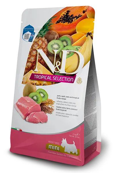 Farmina N&D Tropical Selection Canine Pork, Spelt, Oats And Tropical Fruits Adult Mini Recipe 1