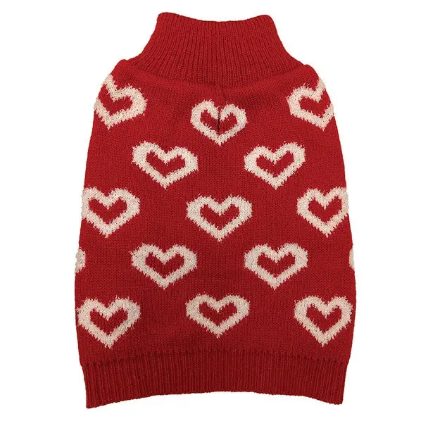 Fashion Pet Allover Red Hearts Sweater 1