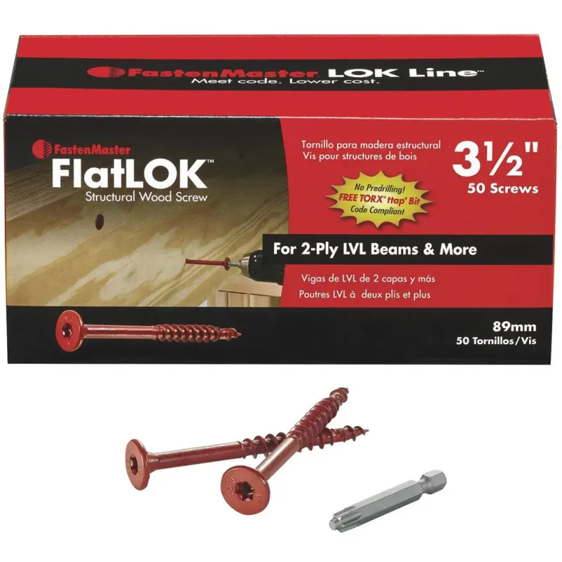 Fastenmaster Flatlok 3-1/2 In. Engineered Structural Wood Screw (50 Ct.) 1