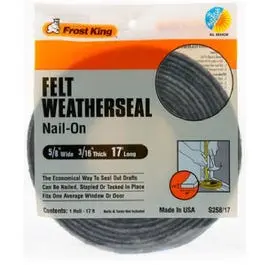 Felt Weatherstrip, 5/8W X 3/16-In. T X 17-Ft. 1