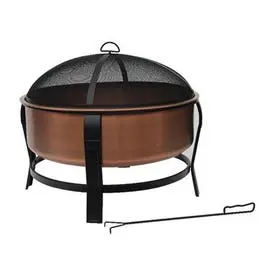 Fire Pit, Copper With Black Accents, Screen + Poker, 30-In. 1
