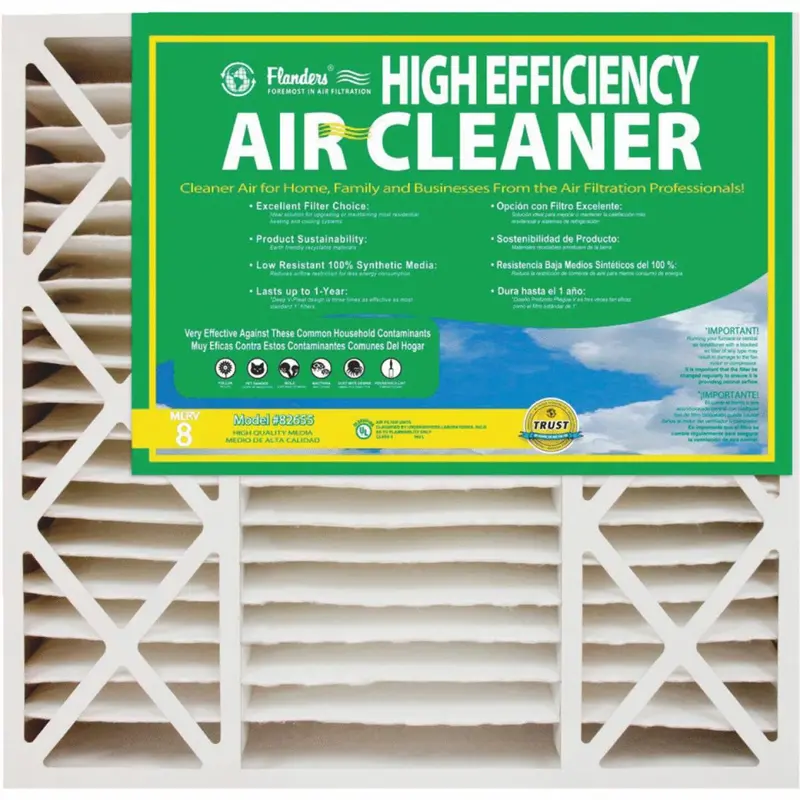 Flanders 20 In. X 25 In. X 5 In. High Efficiency Deep Pleat Ab500 Merv 8 Furnace Filter 1