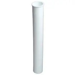 Flanged Kitchen Drain Tailpiece, White Plastic, 1.5 O.D. Tube X 12-In. 1
