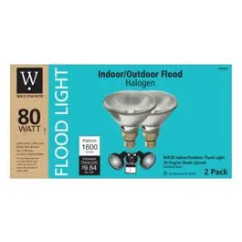 Flood Light Bulb, Halogen, Indoor/Outdoor, Par 38, 80-Watts, 2-Pk. 1