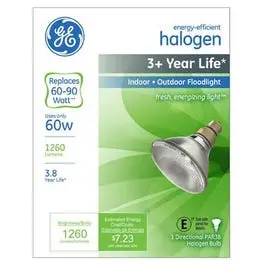 Flood Light Bulb, Halogen, Par 38, 60-Watts 1