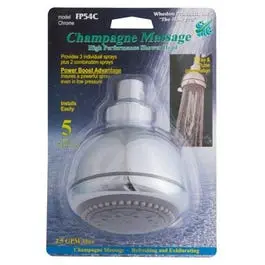 Flow Pro Champagne Massage Showerhead, 5-Spray Settings, Chrome 1