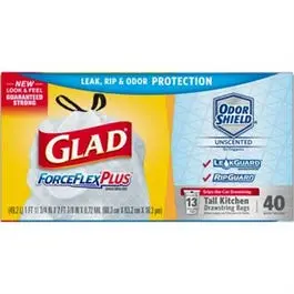 Force Flex Tall Kitchen Trash Bags, Drawstring Closure, 13-Gallons, 40-Ct. 1