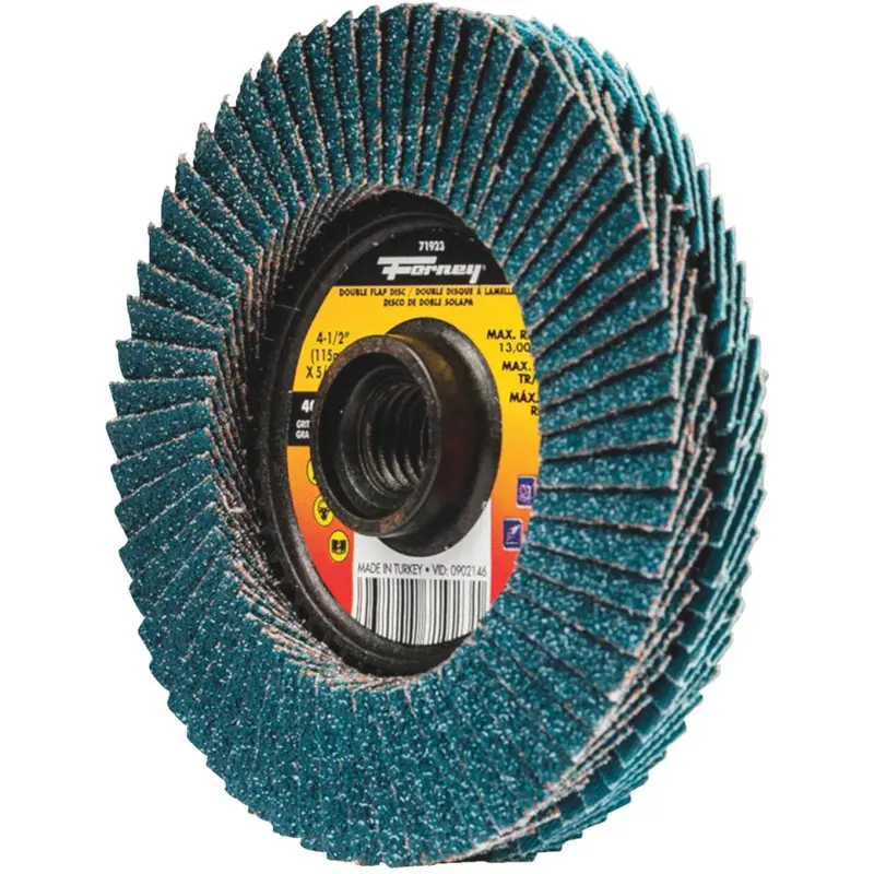 Forney 4-1/2 In. X 5/8 In.-11 Spin-On 40/80-Grit Type 29 Double-Sided Angle Grinder Flap Disc 1
