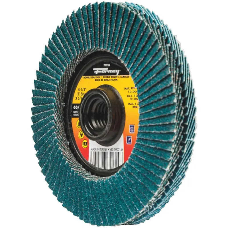Forney 4-1/2 In. X 5/8 In.-11 Spin-On 60/120-Grit Type 29 Double-Sided Angle Grinder Flap Disc 1