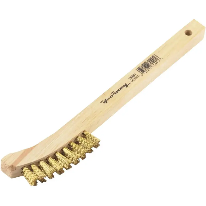 Forney 8-5/8 In. Curved Wood Handle Wire Brush With Brass Bristles 1