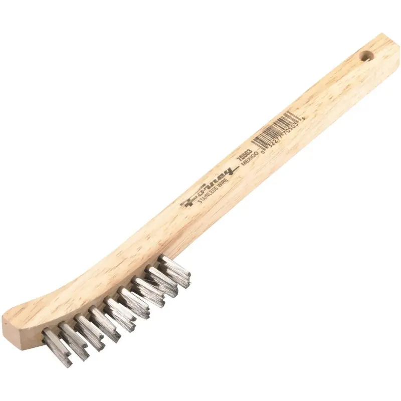 Forney 8-5/8 In. Curved Wood Handle Wire Brush With Stainless Steel Bristles 1