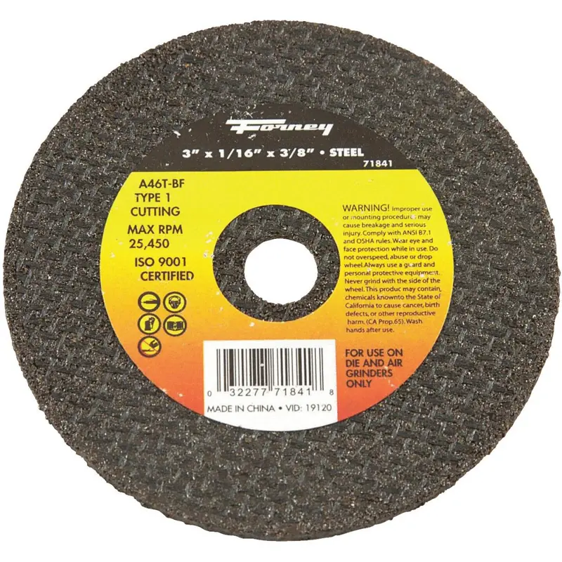 Forney Type 1 3 In. X 1/16 In. X 3/8 In. Steel Cut-Off Wheel 1