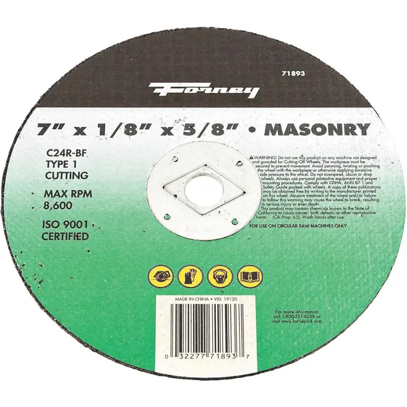 Forney Type 1 7 In. X 1/8 In. X 5/8 In. Masonry Cut-Off Wheel 1