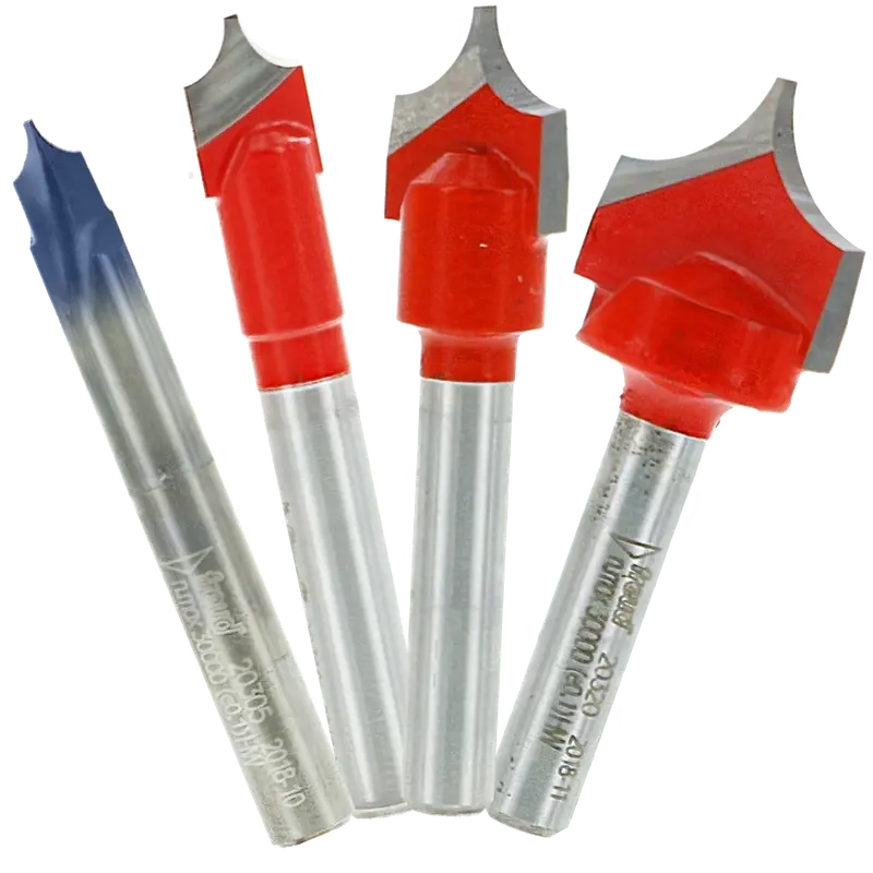 Freud 4 Piece Radius "V" Groove Bit Set 1