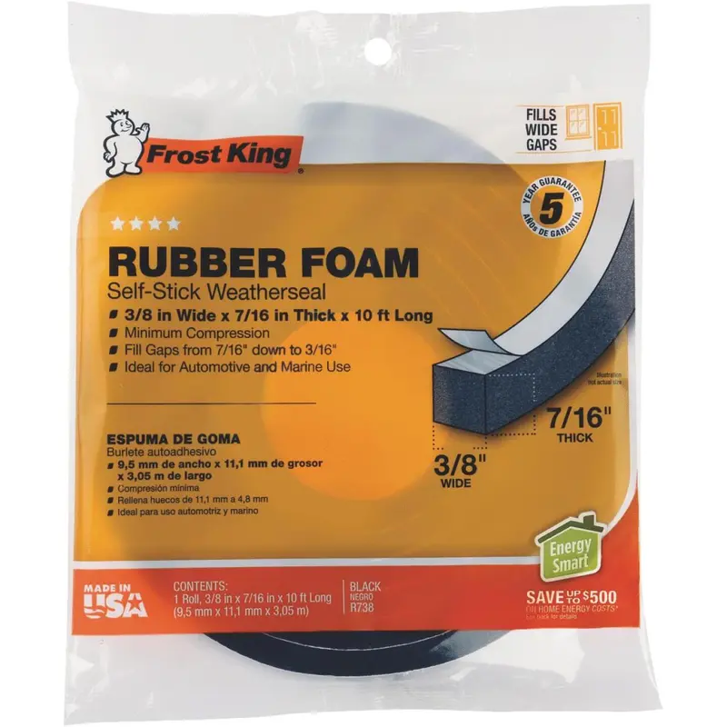 Frost King 10 Ft. Rubber Foam Self-Stick Weatherseal Tape 1