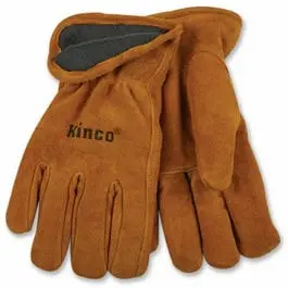 Full-Suede Cowhide Leather Gloves, Lined, Medium 1