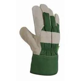 Garden Gloves, Leather-Palm, Canvas Back, Green, Women's Medium 1