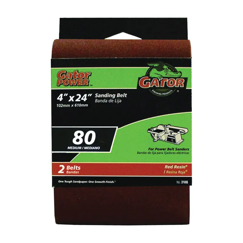 Gator Aluminum Oxide Sanding Belts  4 X 24 80 Grit 1
