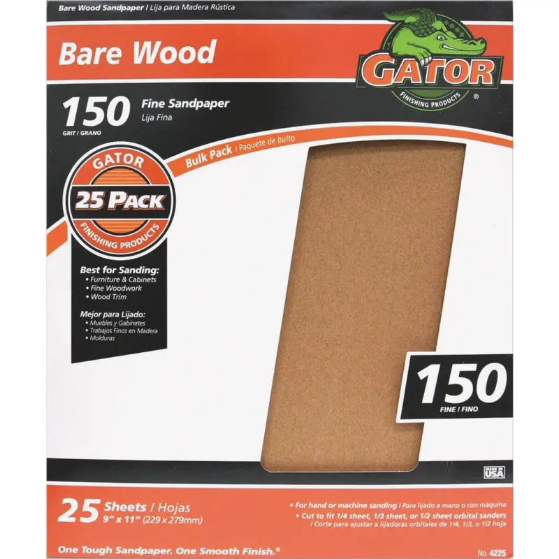 Gator Bare Wood 9 In. X 11 In. 150 Grit Fine Sandpaper (25-Pack) 1