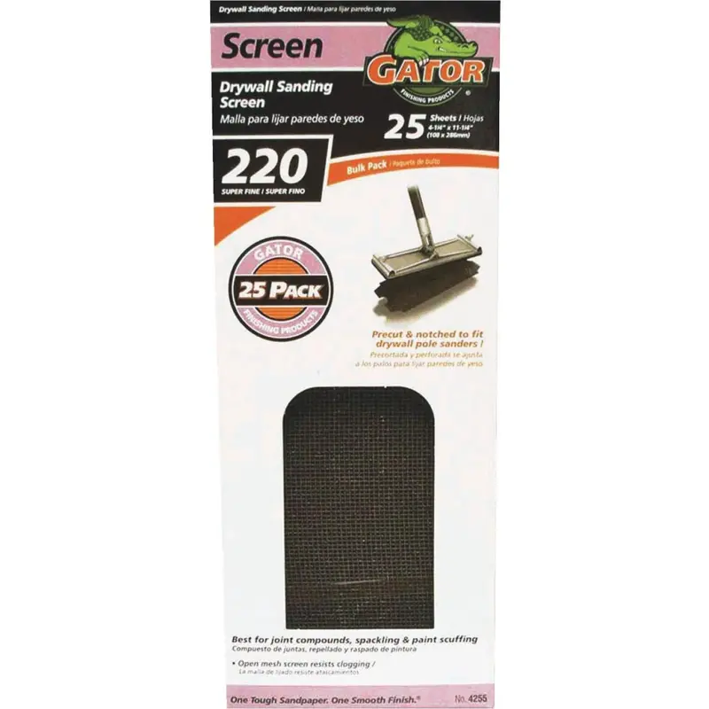 Gator Grit 220 Grit 4-3/8 In. X 11 In. Precut Drywall Sanding Screen (25-Pack) 1