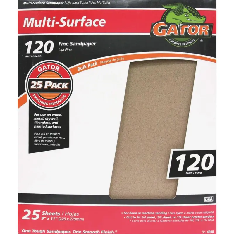 Gator Multi-Surface 9 In. X 11 In. 120 Grit Fine Sandpaper (25-Pack) 1