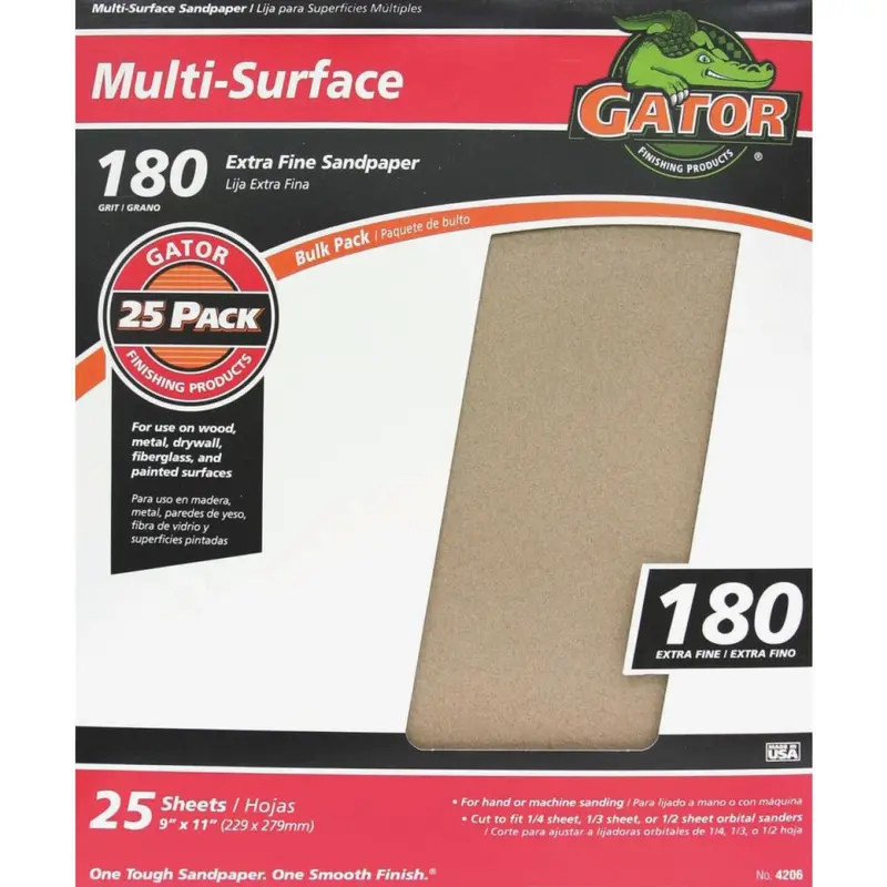 Gator Multi-Surface 9 In. X 11 In. 180 Grit Extra Fine Sandpaper (25-Pack) 1