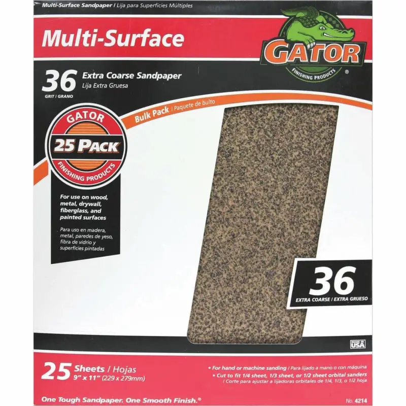 Gator Multi-Surface 9 In. X 11 In. 36 Grit Extra Coarse Sandpaper (25-Pack) 1