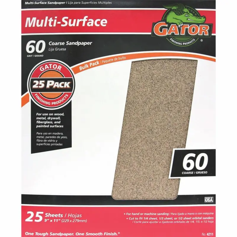 Gator Multi-Surface 9 In. X 11 In. 60 Grit Coarse Sandpaper (25-Pack) 1