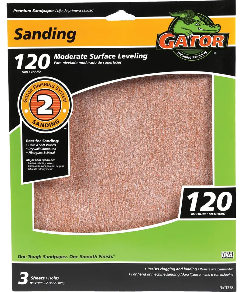 Gator Premium Aluminum Oxide Sheets 120 Grit 1