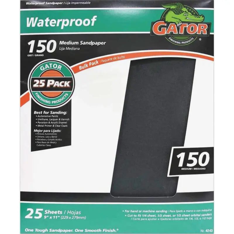 Gator Waterproof 9 In. X 11 In. 150 Grit Medium Sandpaper (25-Pack) 1
