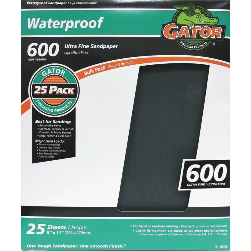 Gator Waterproof 9 In. X 11 In. 600 Grit Ultra Fine Sandpaper (25-Pack) 1