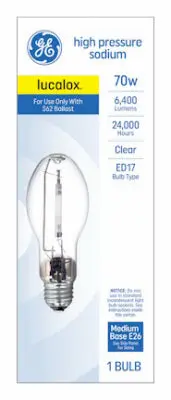 Ge 70-Watt 1900K Ed17 Medium Base High Pressure Sodium Hid Light Bulb 1