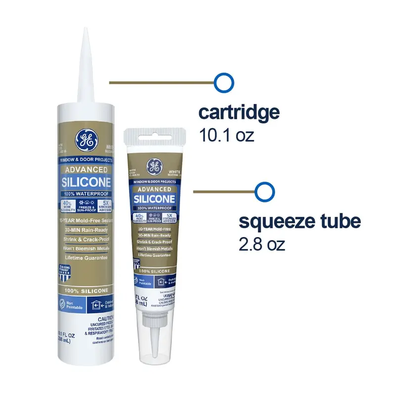 Ge Advanced Silicone 2® Window & Door Sealant Clear, 2.8 Oz 1