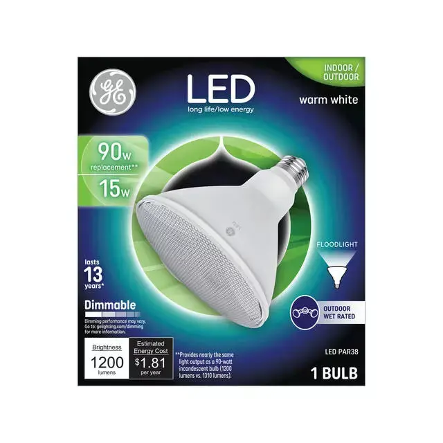 Ge Classic Led 90 Watt Replacement, Warm White, Par38 Outdoor Floodlight Bulb 1