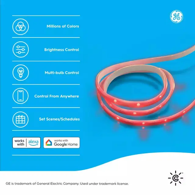 Ge Cync Smart Led Light Strip Extension For Cync Direct Connect Indoor Light Strip, 40In Extension Only 2